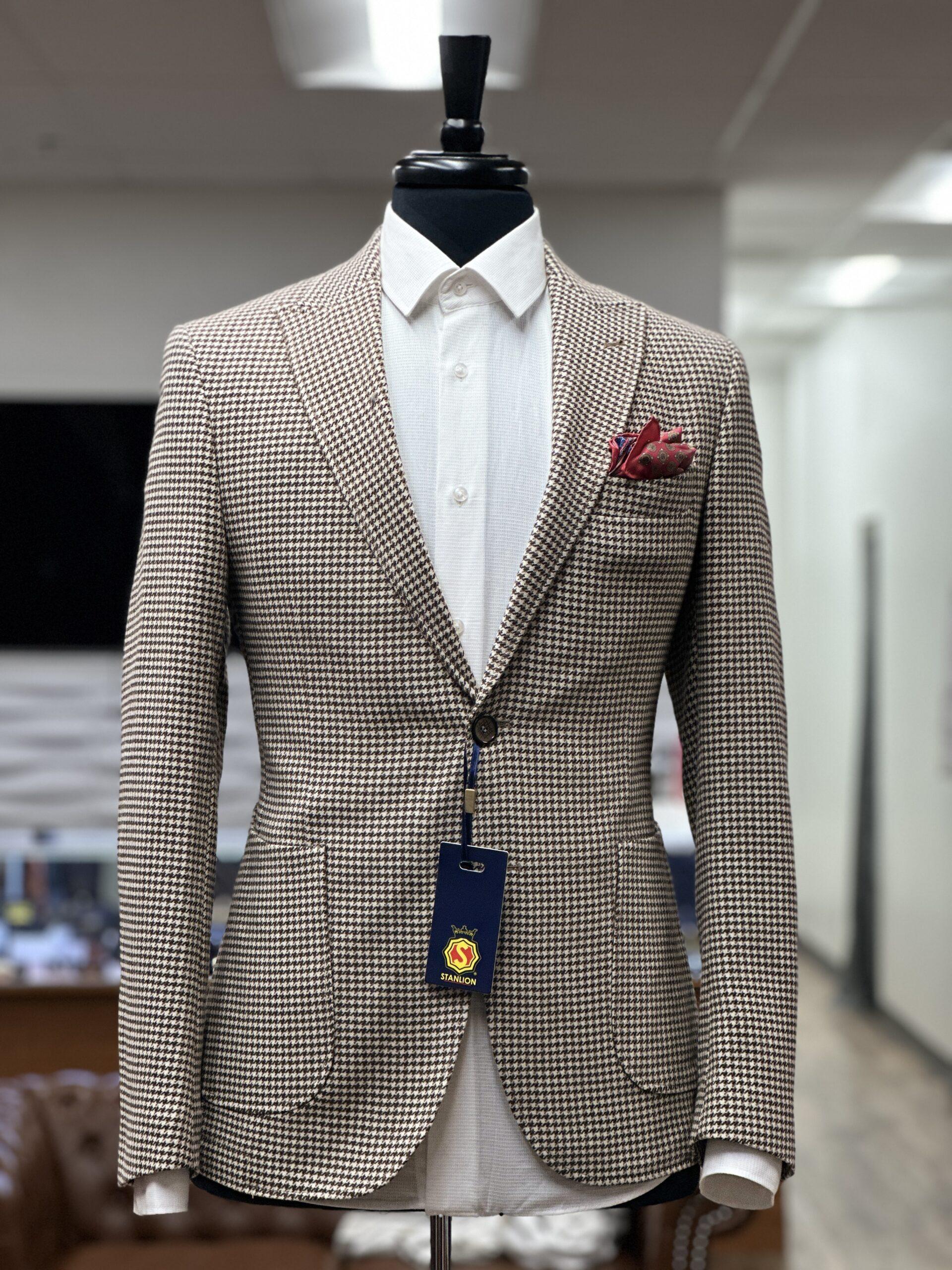 Grey Checked Single Breasted Blazer